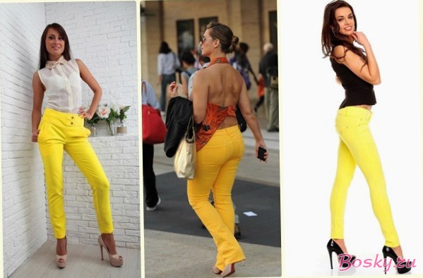 Джинсы и штаны жёлтого цвета — выбор настоящих модниц